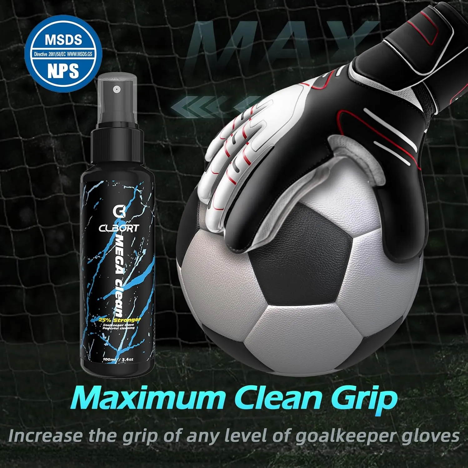 Goalkeeper Glove Grip Spray/Wash & Prepare Spray, MSDS Certified Goalie Glove Glue/Goalkeeper Gloves Cleaner, 100ml