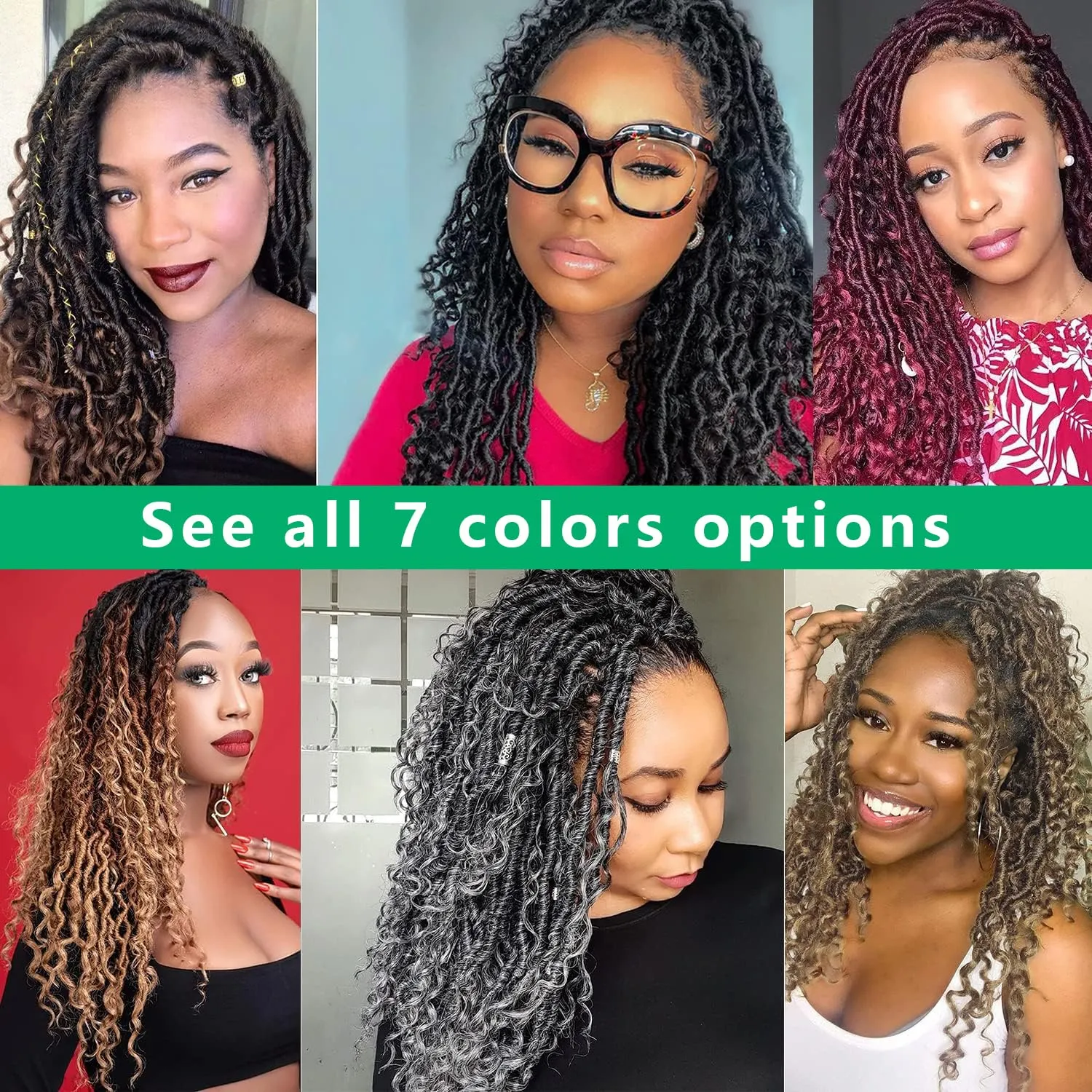 Goddess Locs Crochet Hair 18 Inch Soft River Locs - Short Curly Pre Looped Crochet Braids With Curly Ends - Synthetic Hair Extensions (6 Packs, #1B)