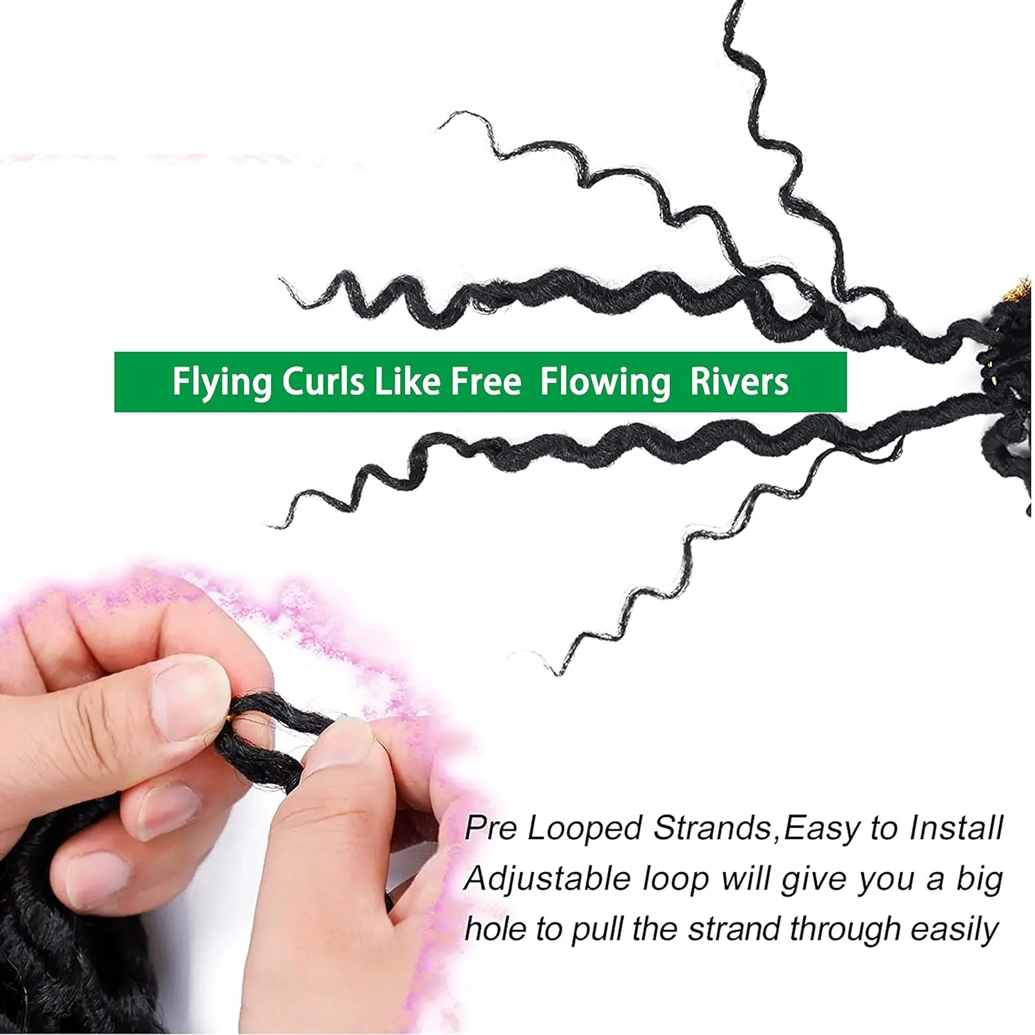 Goddess Locs Crochet Hair 18 Inch Soft River Locs - Short Curly Pre Looped Crochet Braids With Curly Ends - Synthetic Hair Extensions (6 Packs, #1B)