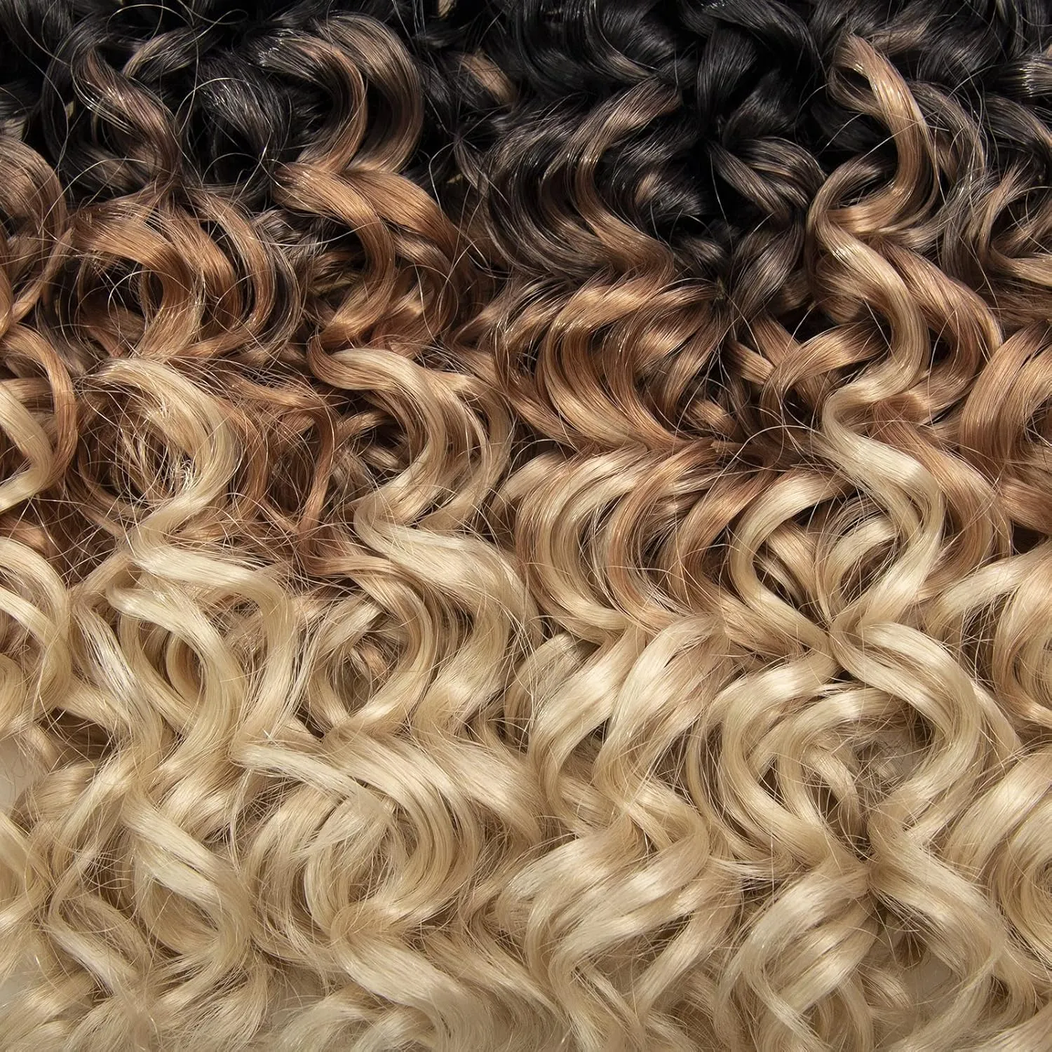 GoGo Curl Crochet hair 10inch Water Wave Crochet hair Ombre Synthetic Bohemian Crochet Braid Deep Wave Braiding hair Extensions (1B/27/613, 10inch)