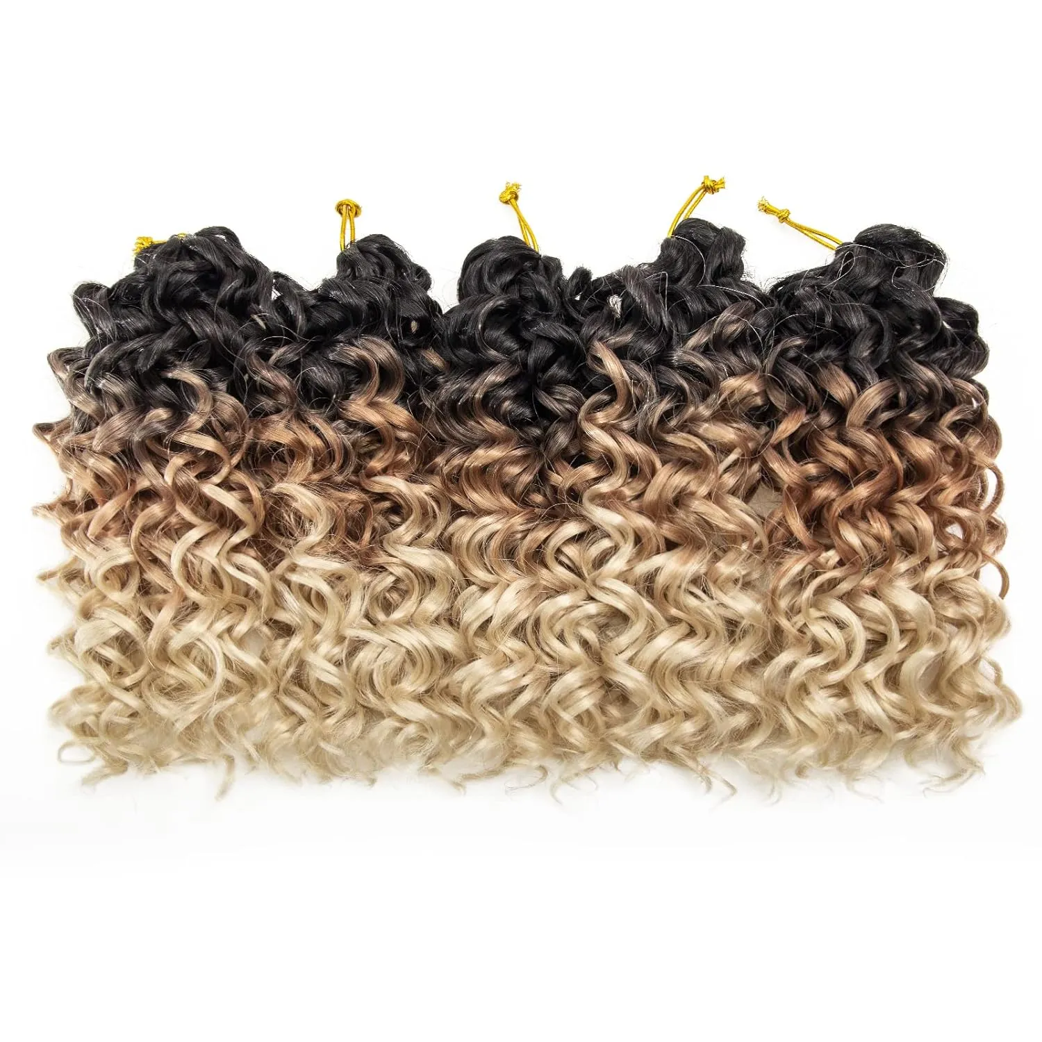 GoGo Curl Crochet hair 10inch Water Wave Crochet hair Ombre Synthetic Bohemian Crochet Braid Deep Wave Braiding hair Extensions (1B/27/613, 10inch)