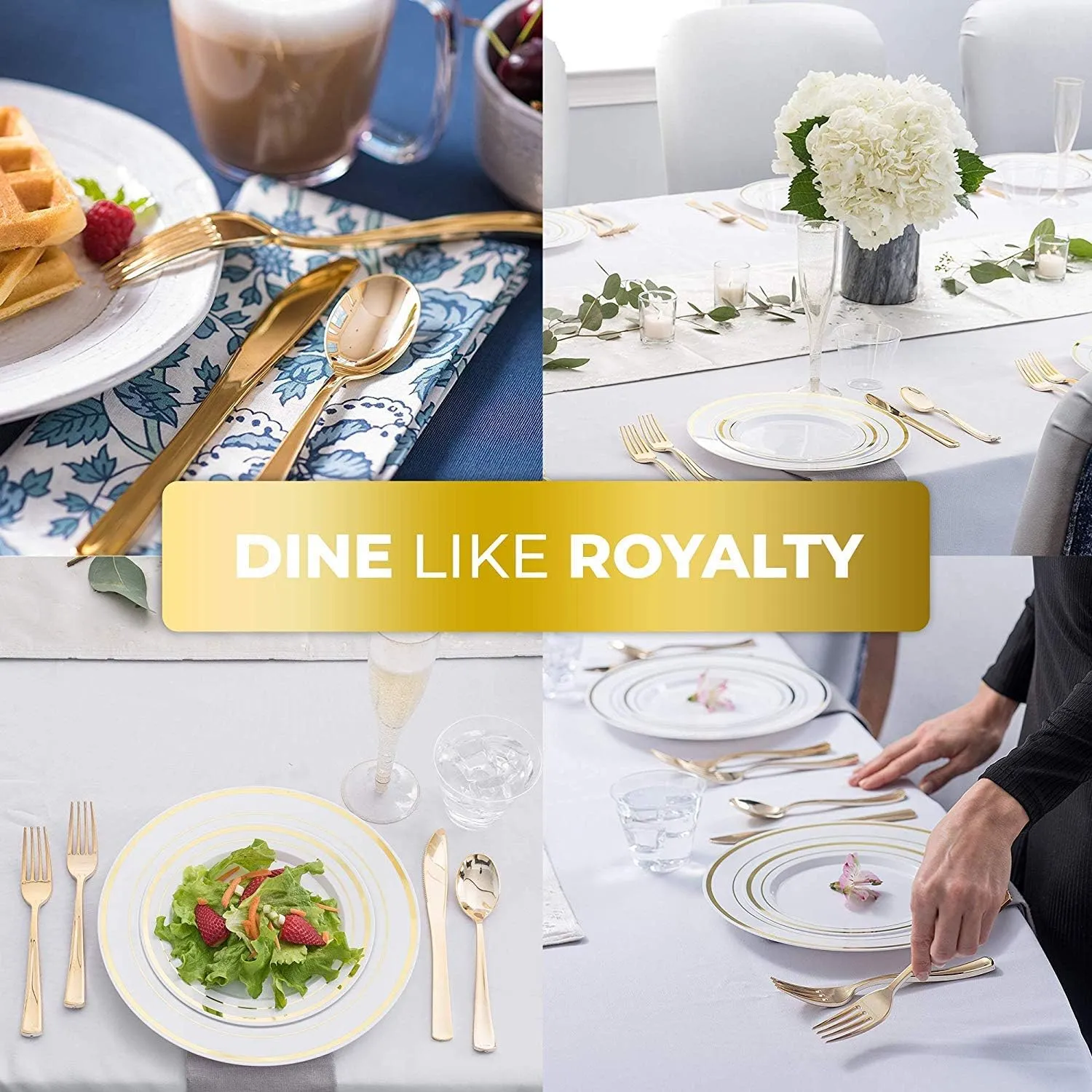 Gold Plastic Silverware Set (160 Bulk Pack) Disposable Cutlery Utensils, 80 Gold Forks, 40 Gold Knives, 40 Gold Spoons, Heavy Duty Flatware For Holidays, Parties, Dinners, Weddings, and Occasions