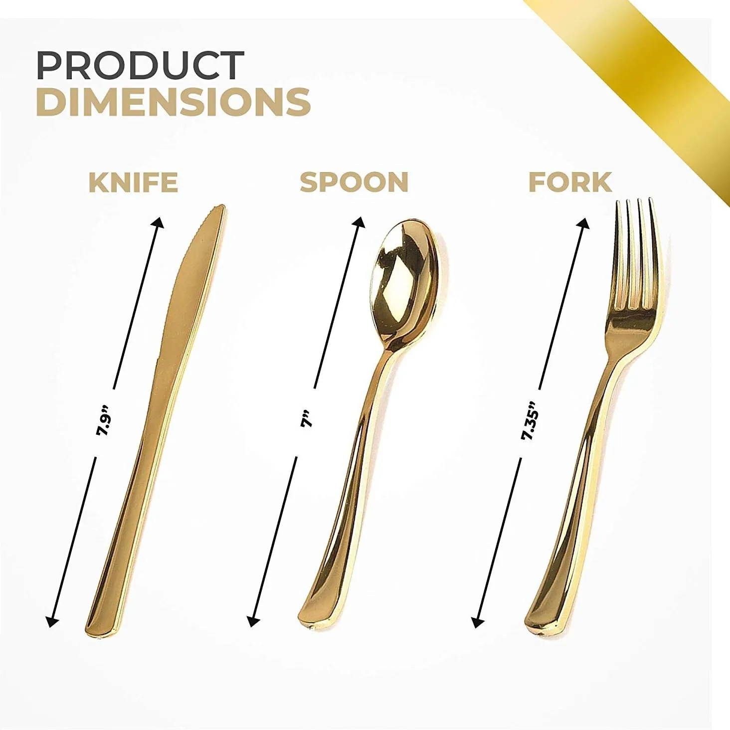 Gold Plastic Silverware Set (160 Bulk Pack) Disposable Cutlery Utensils, 80 Gold Forks, 40 Gold Knives, 40 Gold Spoons, Heavy Duty Flatware For Holidays, Parties, Dinners, Weddings, and Occasions