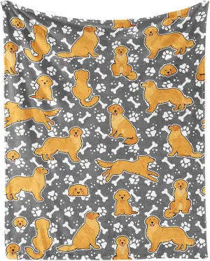 Golden Retriever Blanket for Boys Girls, Cute Golden Retriever Themed Design Printed Throw Blankets for Kids Lap, Chair Sofa, Warm Soft Cozy Blanket, 40"x 50"