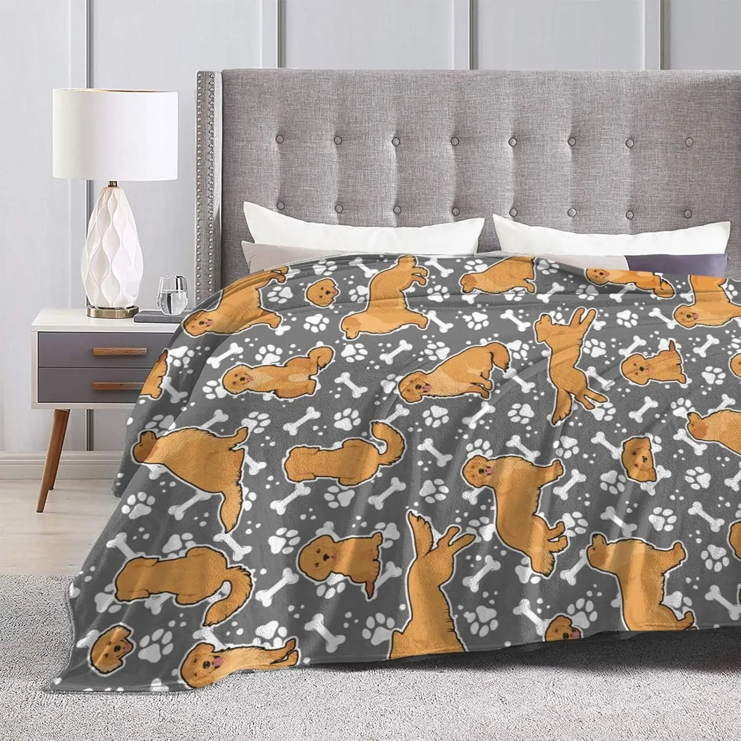 Golden Retriever Blanket for Boys Girls, Cute Golden Retriever Themed Design Printed Throw Blankets for Kids Lap, Chair Sofa, Warm Soft Cozy Blanket, 40"x 50"