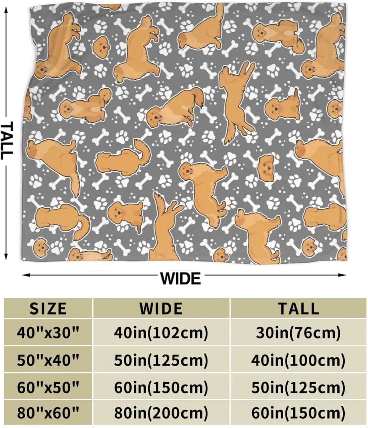 Golden Retriever Blanket for Boys Girls, Cute Golden Retriever Themed Design Printed Throw Blankets for Kids Lap, Chair Sofa, Warm Soft Cozy Blanket, 40"x 50"