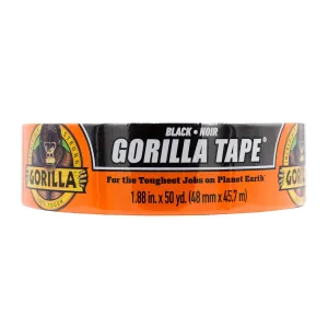 Gorilla Duct Tape, Black Tape, 1.88" x 50 yd (Pack of 1) - Heavy Duty and Weather Resistant for Indoor or Outdoor