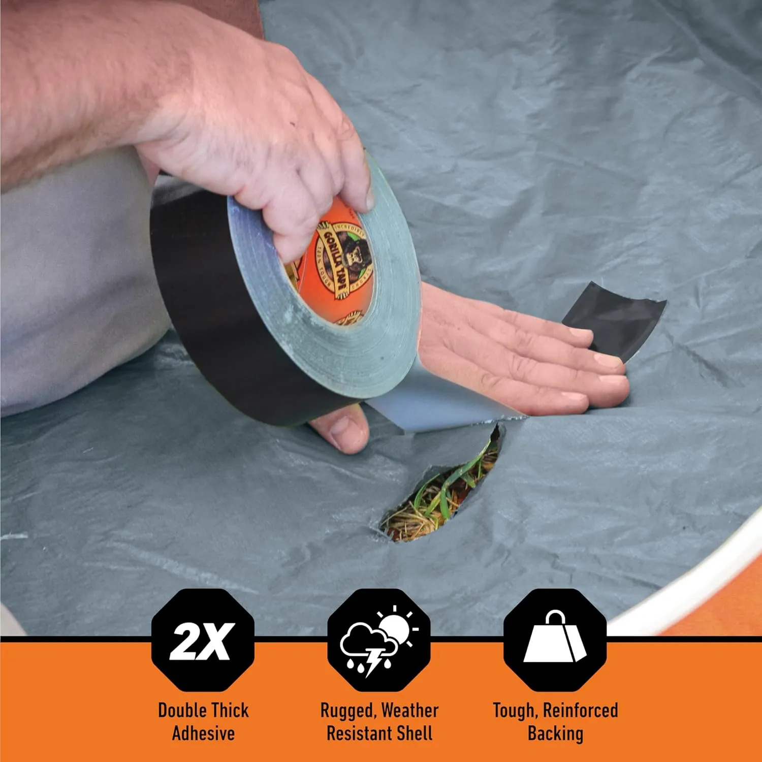 Gorilla Duct Tape, Black Tape, 1.88" x 50 yd (Pack of 1) - Heavy Duty and Weather Resistant for Indoor or Outdoor