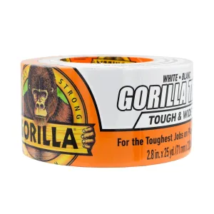 Gorilla Tape Tough & Wide, White Tape, 2.88" x 25 yd (Pack of 1) - Heavy Duty and Weather Resistant for Indoor or Outdoor