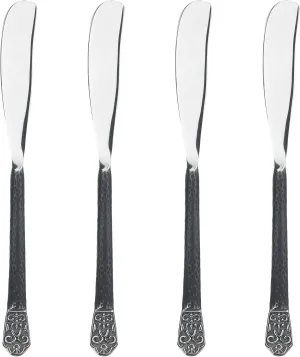 Gourmet Settings 4-Piece Knife Set-Avalon Collection Polished/Matte Stainless Steel Spreaders-Cheese and Butter Spreading Knives, 6.75 inches, Dishwasher Safe