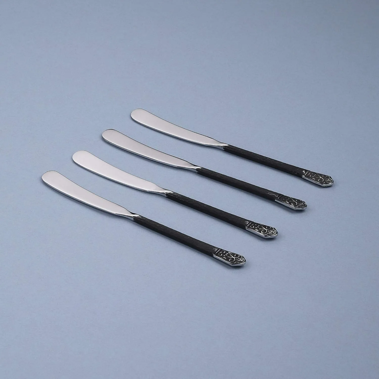 Gourmet Settings 4-Piece Knife Set-Avalon Collection Polished/Matte Stainless Steel Spreaders-Cheese and Butter Spreading Knives, 6.75 inches, Dishwasher Safe