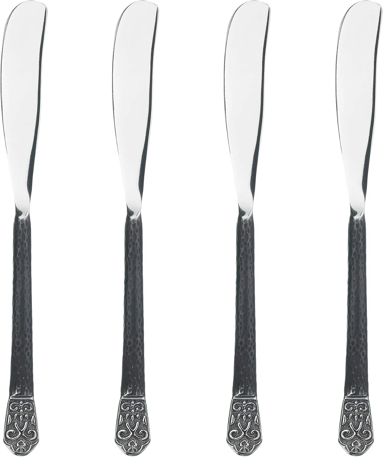 Gourmet Settings 4-Piece Knife Set-Avalon Collection Polished/Matte Stainless Steel Spreaders-Cheese and Butter Spreading Knives, 6.75 inches, Dishwasher Safe