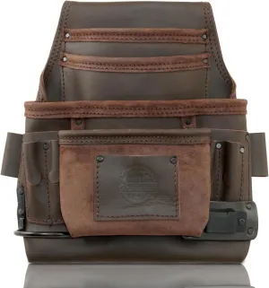 Graintex OS2232 10 Pocket Nail & Tool Pouch Top Grain Oil Tanned Leather for Framers, Constructors, Electricians, Plumbers, Handyman Brown