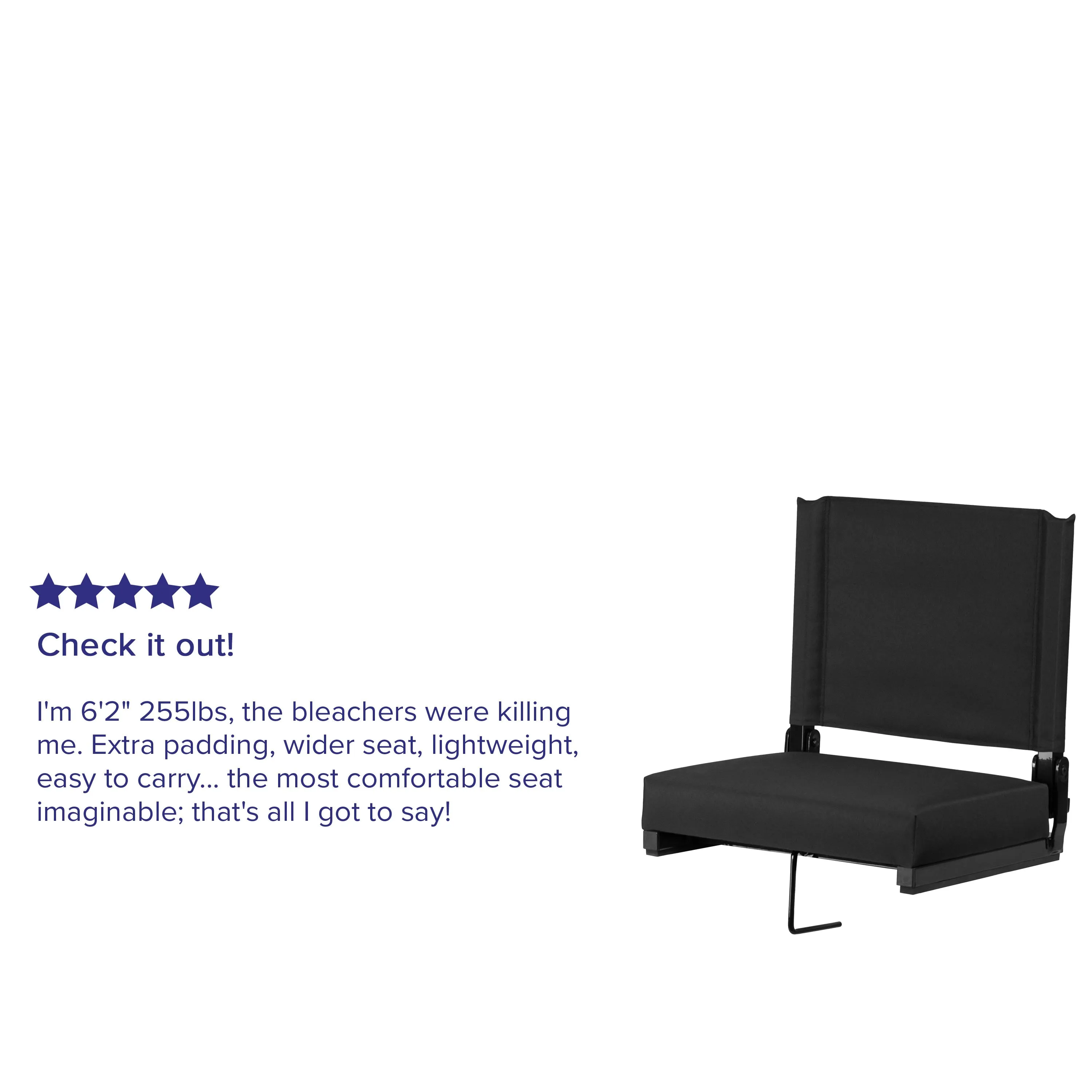 Grandstand Comfort Seats by Flash - 500 lb. Rated Lightweight Stadium Chair with Handle & Ultra-Padded Seat