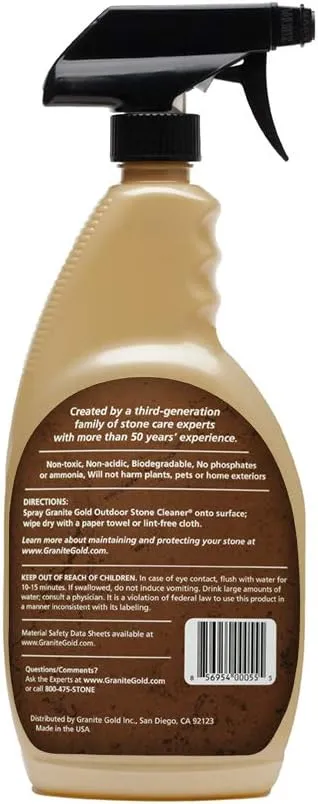 Granite Gold Outdoor Stone Cleaner Spray Deep Cleans Outside BBQ Islands, Kitchens and Tables, Counters-Safe on Food-Prep Surfaces, 24 Ounces