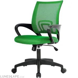 Green Modern Mid-Back Ergonomic Mesh Office Desk Chair with Armrest on