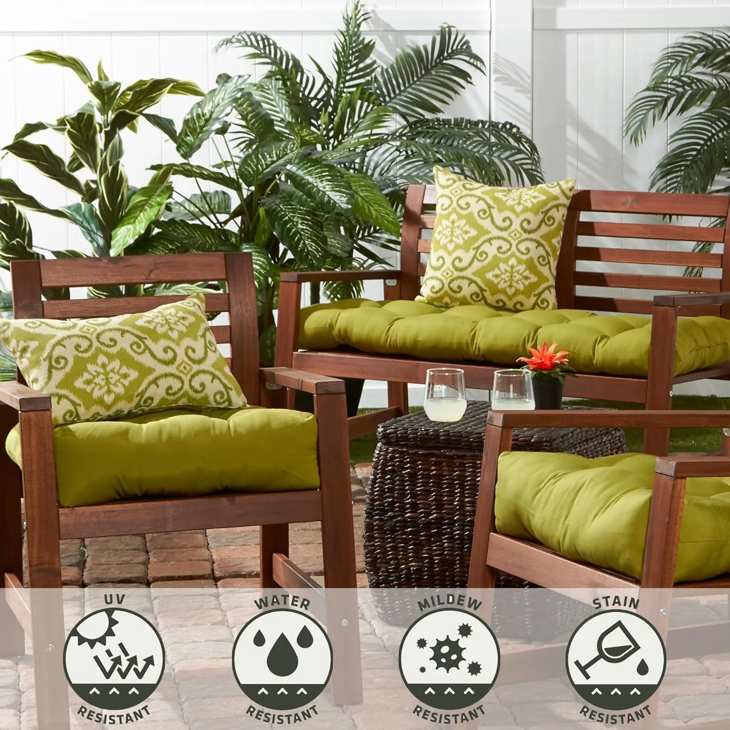 Greendale Home Fashions Outdoor 19x12 inch Rectangle Decorative Throw Pillow, 2-Pack, Avocado 2 Count