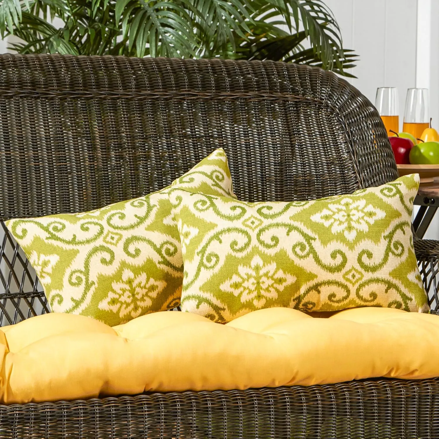 Greendale Home Fashions Outdoor 19x12 inch Rectangle Decorative Throw Pillow, 2-Pack, Avocado 2 Count