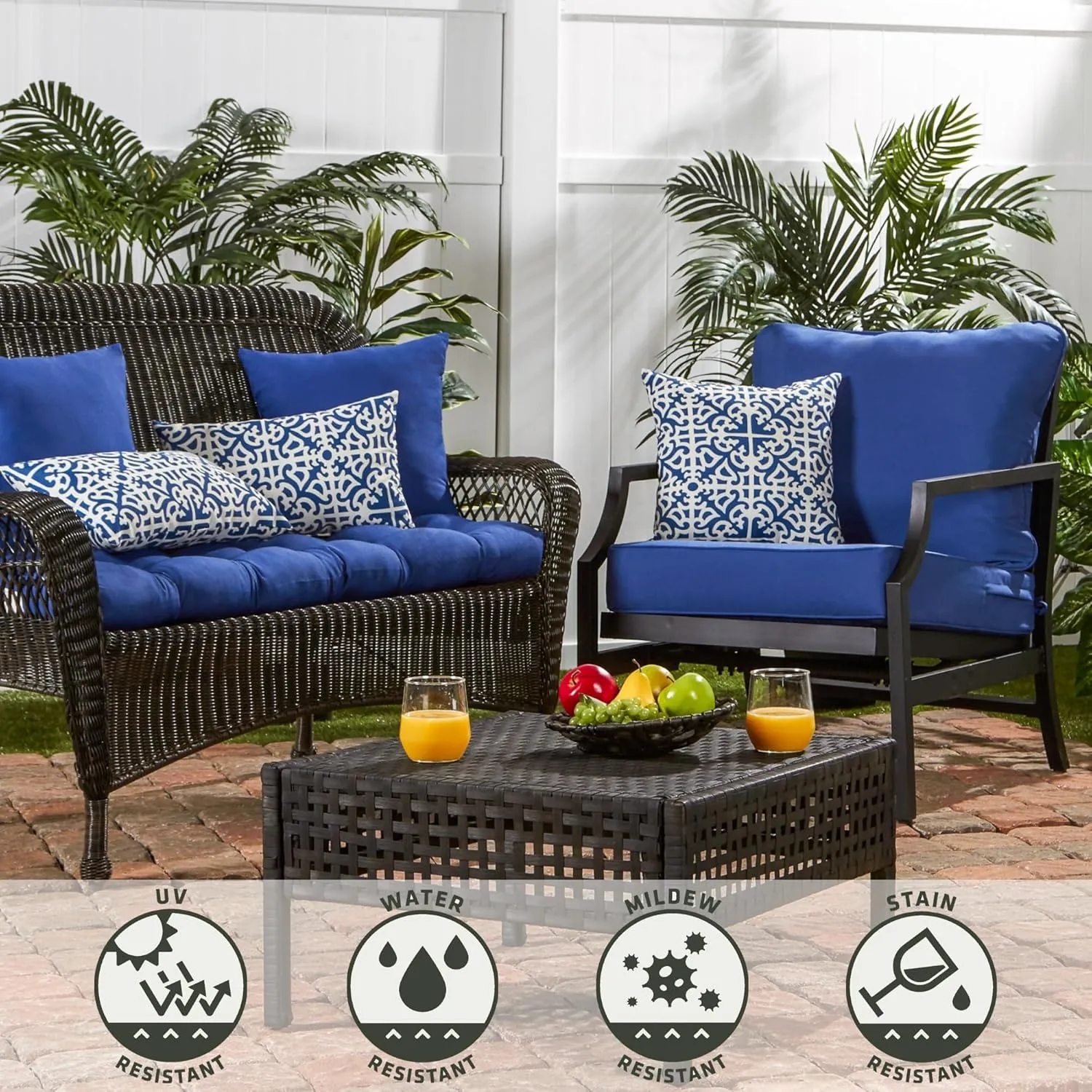 Greendale Home Fashions Outdoor 19x12 inch Rectangle Decorative Throw Pillow, 2-Pack, Azure 2 Count