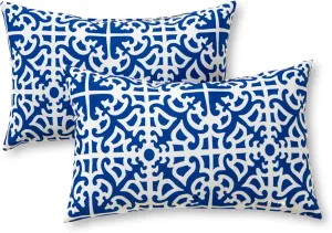 Greendale Home Fashions Outdoor 19x12 inch Rectangle Decorative Throw Pillow, 2-Pack, Azure 2 Count