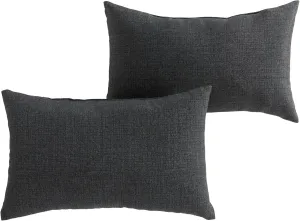 Greendale Home Fashions Outdoor 19x12 inch Rectangle Decorative Throw Pillow, 2-Pack, Graphite 2 Count
