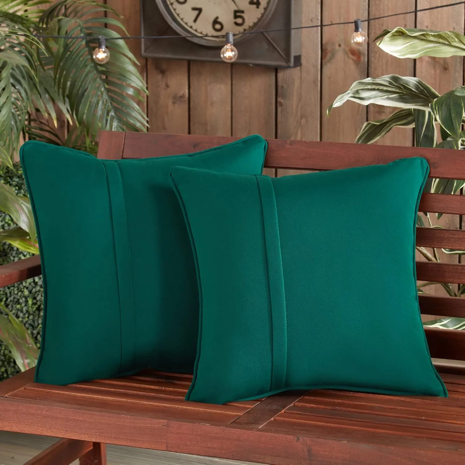 Greendale Home Fashions Sunbrella 20" Square Outdoor Throw Pillow with Removable Cover (Set of 2), Canvas Forest 2 Count