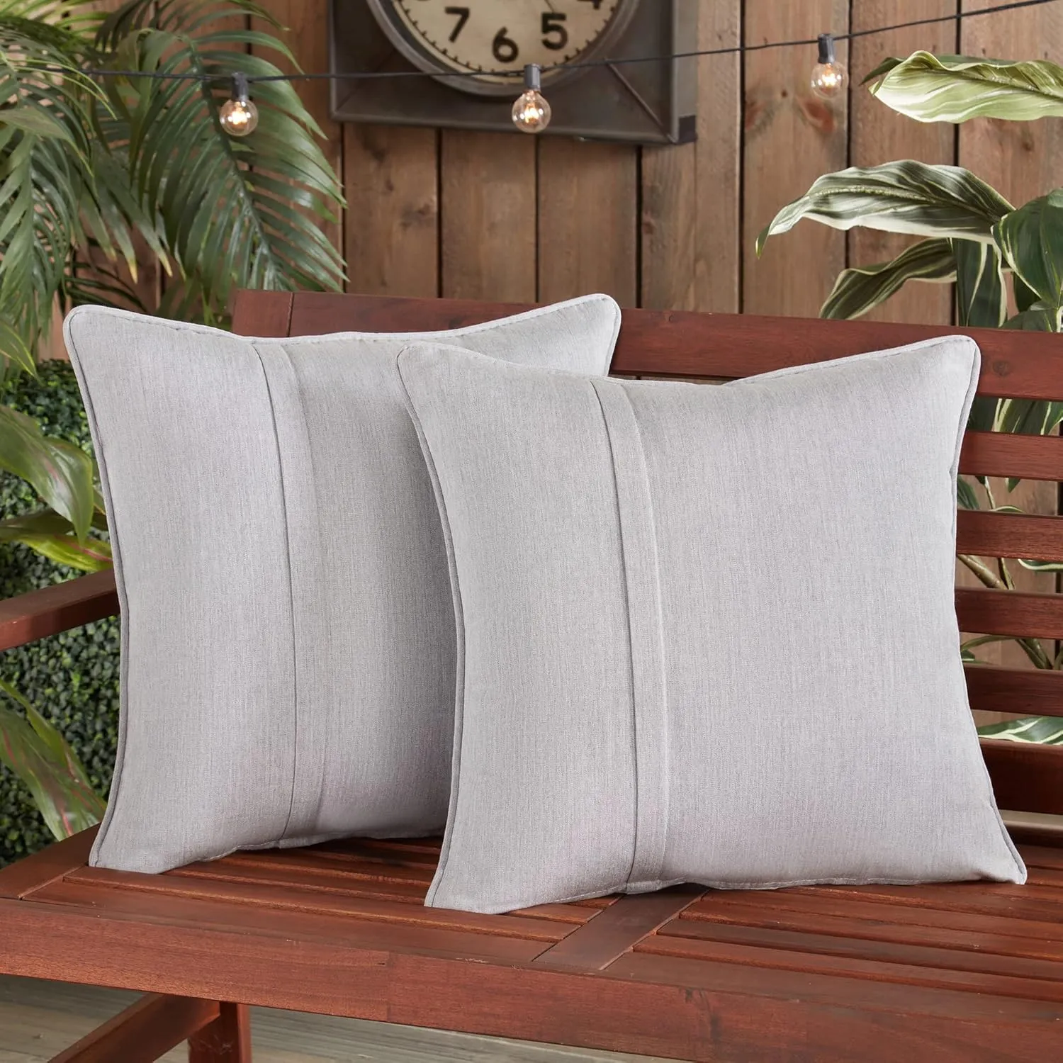 Greendale Home Fashions Sunbrella 20" Square Outdoor Throw Pillow with Removable Cover (Set of 2), Canvas Granite 2 Count