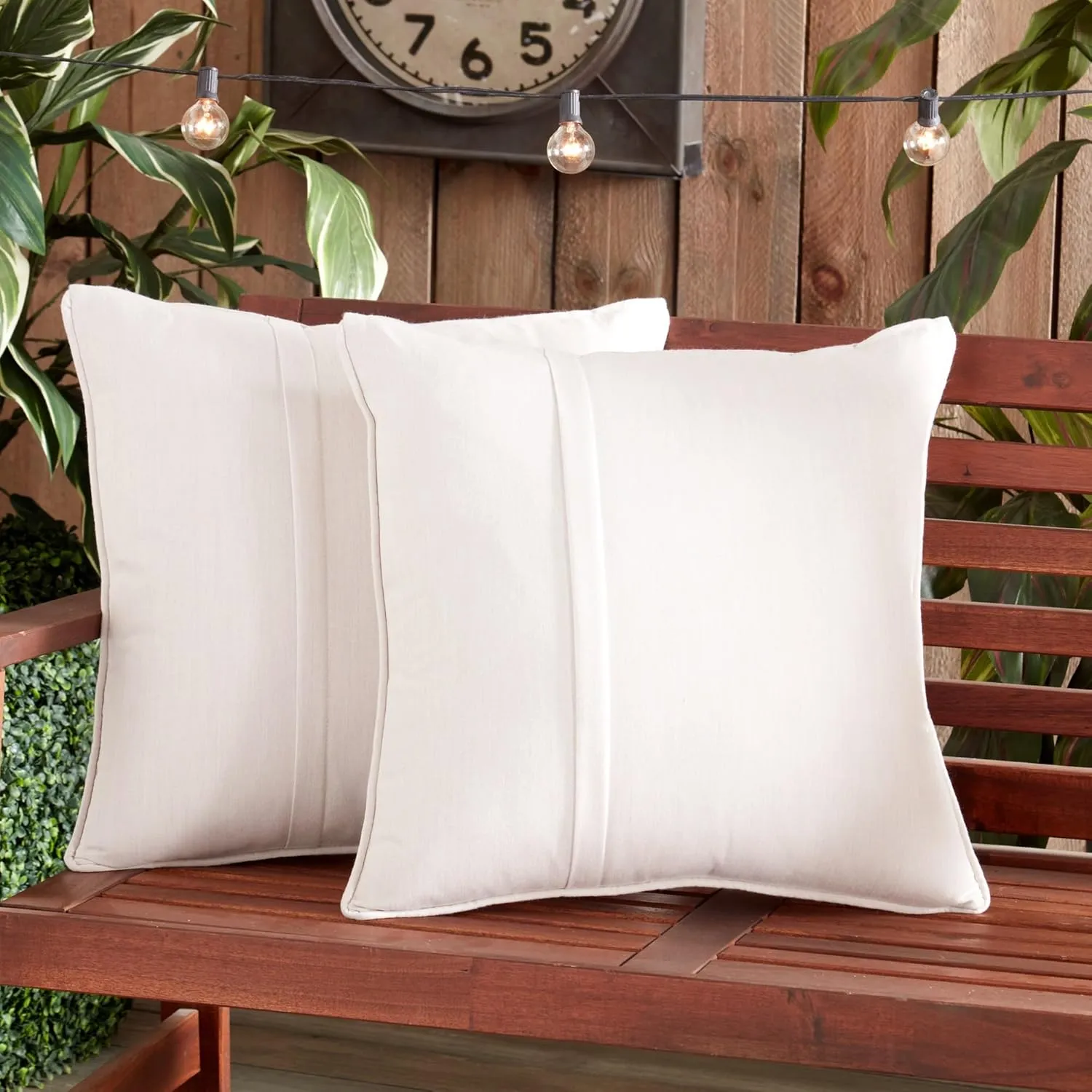 Greendale Home Fashions Sunbrella 20" Square Outdoor Throw Pillow with Removable Cover (Set of 2), Cast Pumice 2 Count