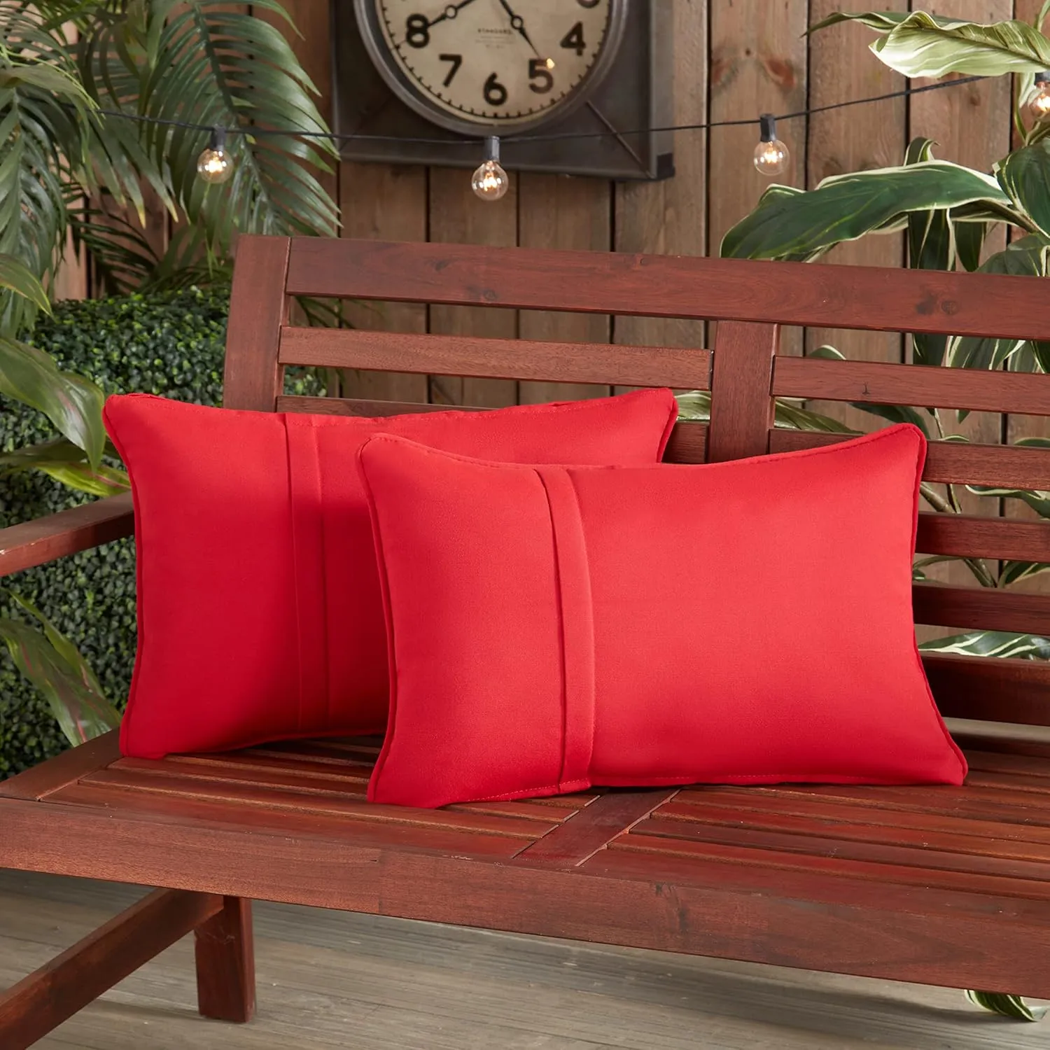 Greendale Home Fashions Sunbrella 21" x 14" Rectangle Outdoor Throw Pillow with Removable Cover (Set of 2), Canvas Jockey Red 2 Count