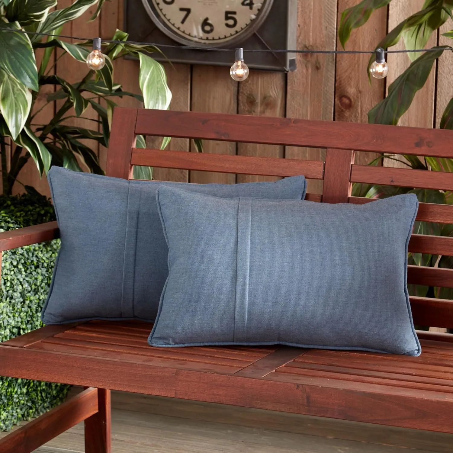 Greendale Home Fashions Sunbrella 21" x 14" Rectangle Outdoor Throw Pillow with Removable Cover (Set of 2), Spectrum Denim 2 Count