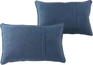 Greendale Home Fashions Sunbrella 21" x 14" Rectangle Outdoor Throw Pillow with Removable Cover (Set of 2), Spectrum Denim 2 Count