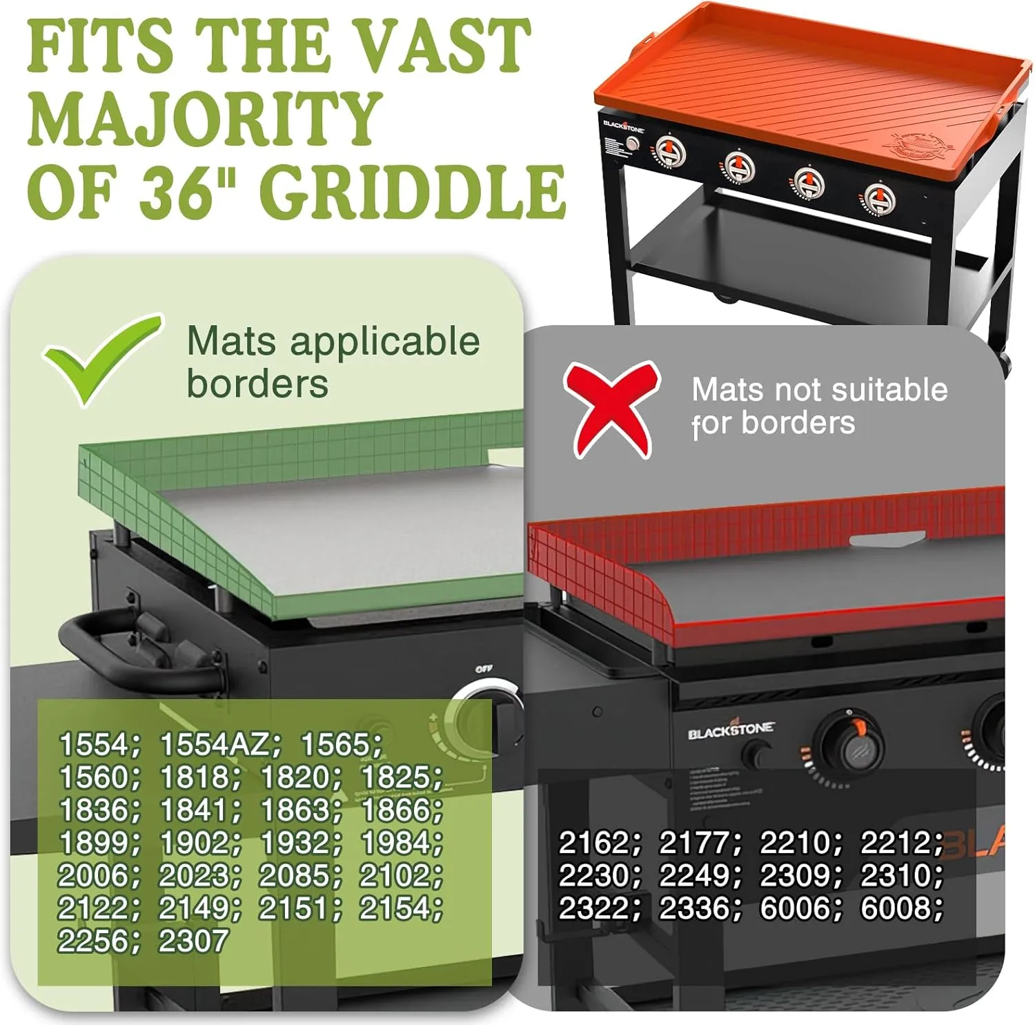 Griddle Mat Cover for Blackstone 36 Inch,Upgraded Full-Coverage Heavy Duty Food Grade Silicone Grill Protective Cover for Blackstone Accessories,Protect Griddle from Dirt,Rust, (Orange)