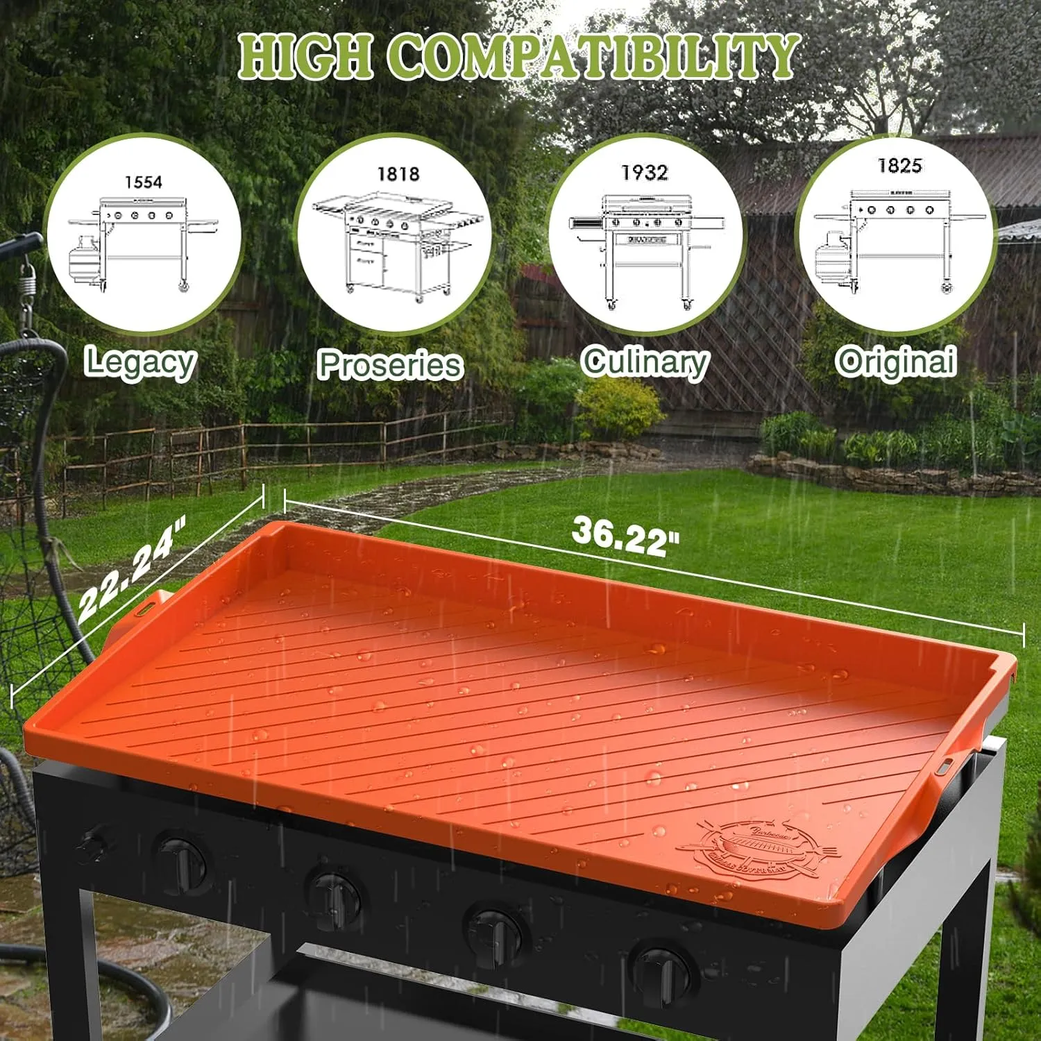 Griddle Mat Cover for Blackstone 36 Inch,Upgraded Full-Coverage Heavy Duty Food Grade Silicone Grill Protective Cover for Blackstone Accessories,Protect Griddle from Dirt,Rust, (Orange)