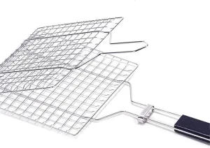 Grill Basket,BBQ Grill Rack, Barbecue mesh Clip,304 Stainless Steel Grilled Fish Clip Home Bold Encrypted Clip Tool