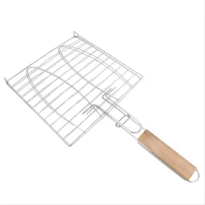 Grill Basket,BBQ Grill Rack, Barbecue mesh Clip,Grilled Fish Clip Stainless Steel Home Tool Accessories with Handle Barbecue