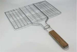 Grill basket,bbq grill rack, Barbecue mesh clip,Outdoor Wood Handle Clip Tool Supplies Barbecue Clip Grilled Fish Grilled Fish Grilled Meat Clip