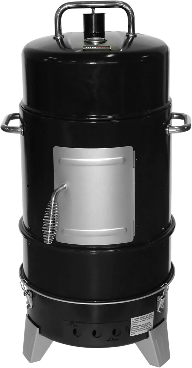 Grill Boss 4 Tier Vertical Freestanding Charcoal Smoker Portable BBQ Grill with Temperature Gauge for Outdoors, 564 Square Inch Cooking Area, Black
