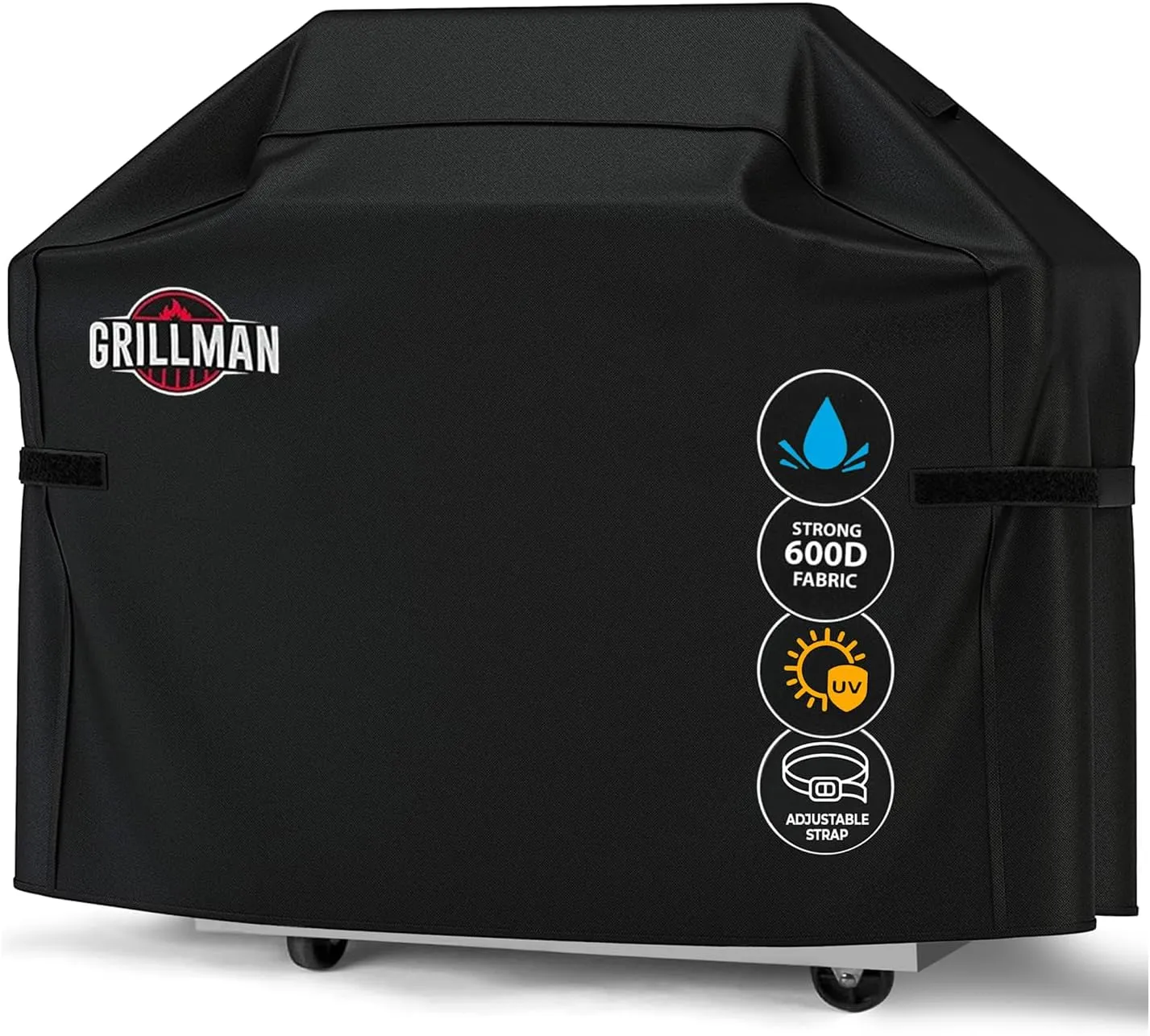 Grill Cover by Grillman, Large Rip-Proof Waterproof BBQ - Barbeque Grills Cover for Outdoor, Gas Grill Covers, Wind-Resistant and Easy Clean BBQ Covers for Outside, Black