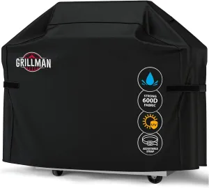 Grill Cover by Grillman, Large Rip-Proof Waterproof BBQ - Barbeque Grills Cover for Outdoor, Gas Grill Covers, Wind-Resistant and Easy Clean BBQ Covers for Outside, Black