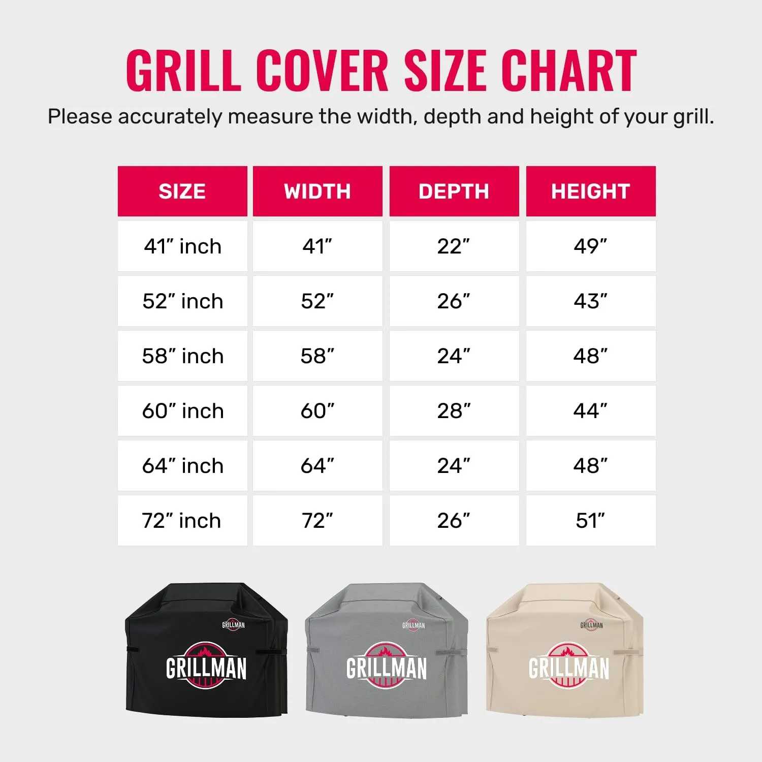 Grill Cover by Grillman, Large Rip-Proof Waterproof BBQ - Barbeque Grills Cover for Outdoor, Gas Grill Covers, Wind-Resistant and Easy Clean BBQ Covers for Outside, Black