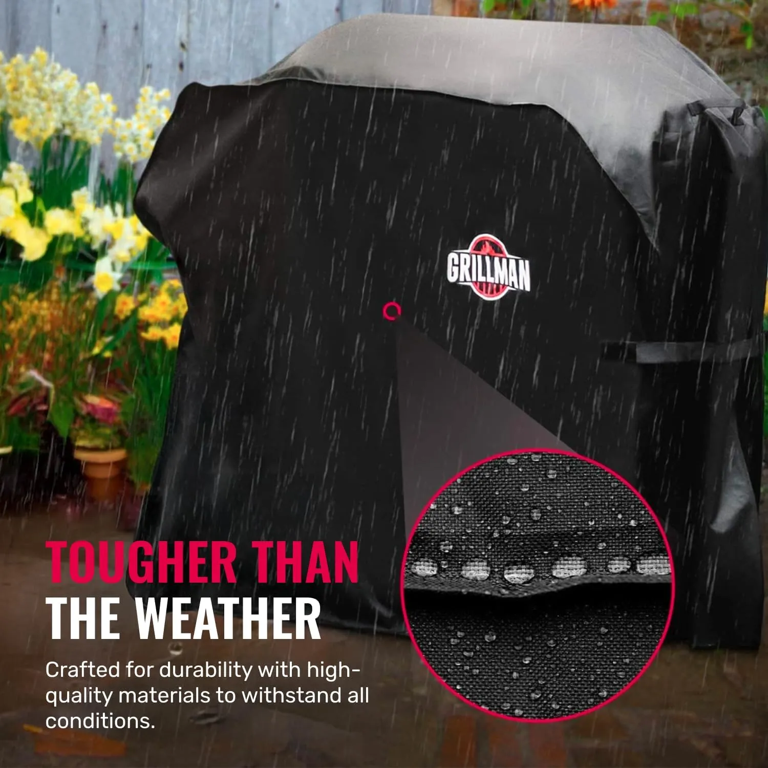 Grill Cover by Grillman, Large Rip-Proof Waterproof BBQ - Barbeque Grills Cover for Outdoor, Gas Grill Covers, Wind-Resistant and Easy Clean BBQ Covers for Outside, Black
