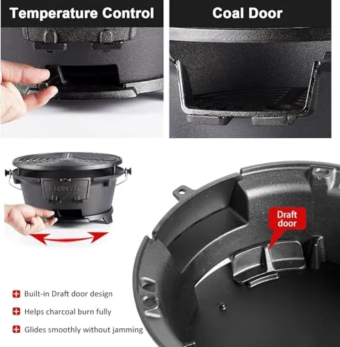 Grill Outdoor,100% Cast Iron Grill,Mini Small Portable Charcoal Grill