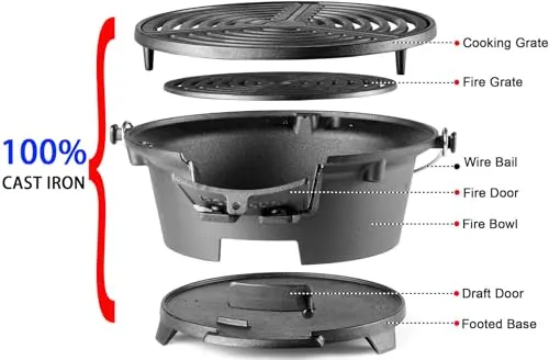 Grill Outdoor,100% Cast Iron Grill,Mini Small Portable Charcoal Grill