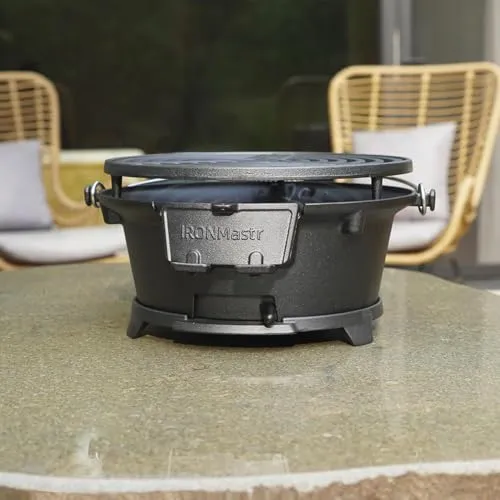Grill Outdoor,100% Cast Iron Grill,Mini Small Portable Charcoal Grill