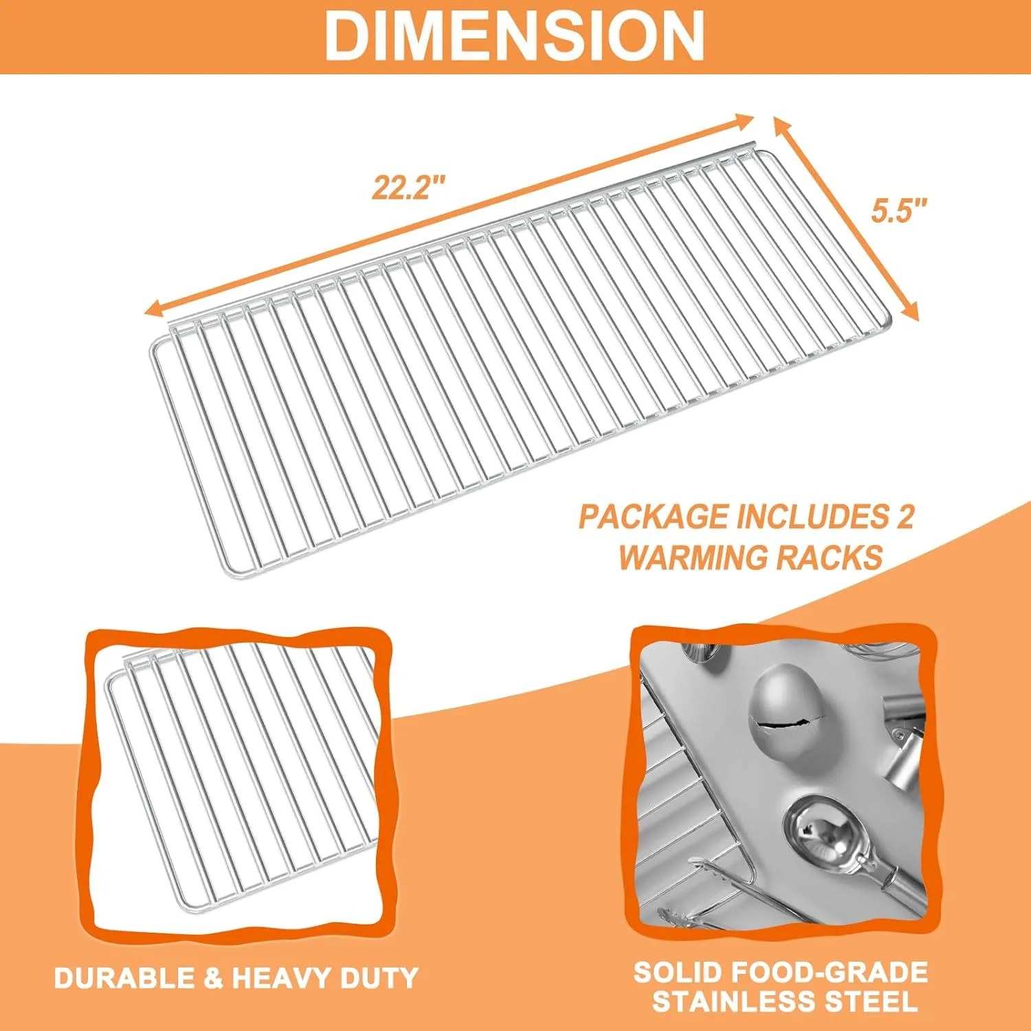 Grill Warming Rack Replacement for Masterbuilt Gravity Series 560 Digital Charcoal Grill and Smoker, Grill Holding Rack Accessories for Masterbuilt 560 Replacement Parts, Stainless Steel, 2PCS