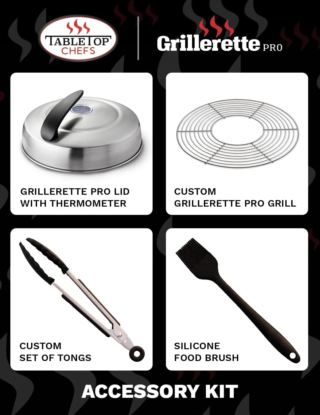 Grillerette Pro - "The Smartest Portable BBQ Grill" - Lid & Accessories Kit