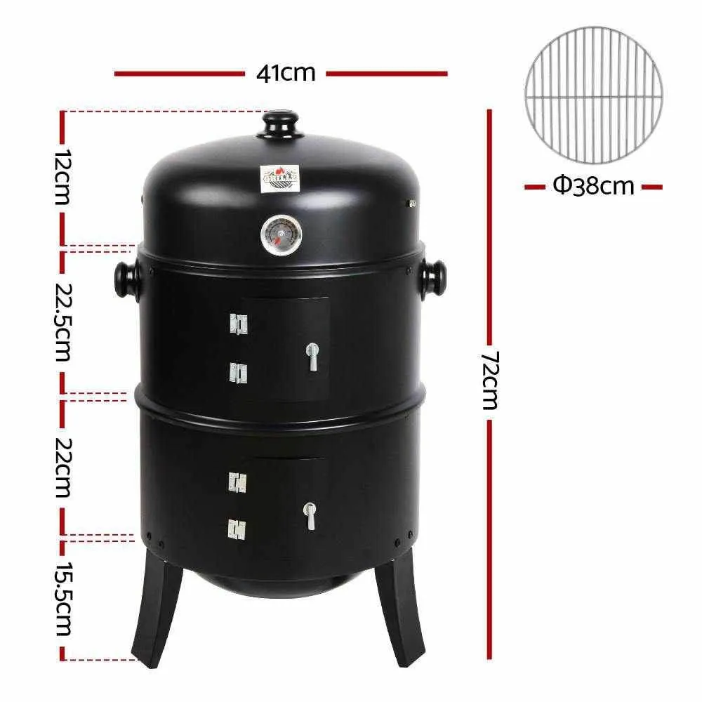Grillz BBQ Grill 3-In-1 Charcoal Smoker