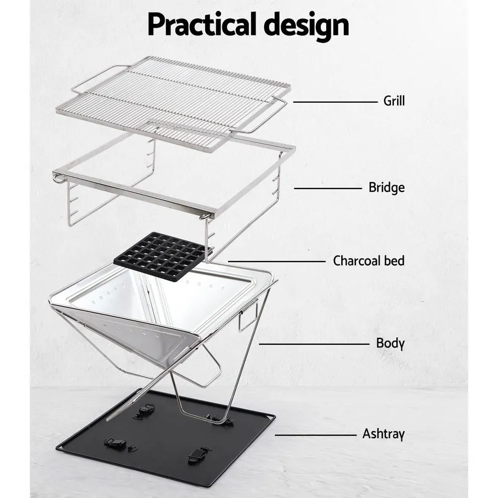 Grillz Fire Pit BBQ Grill with Carry Bag Camping
