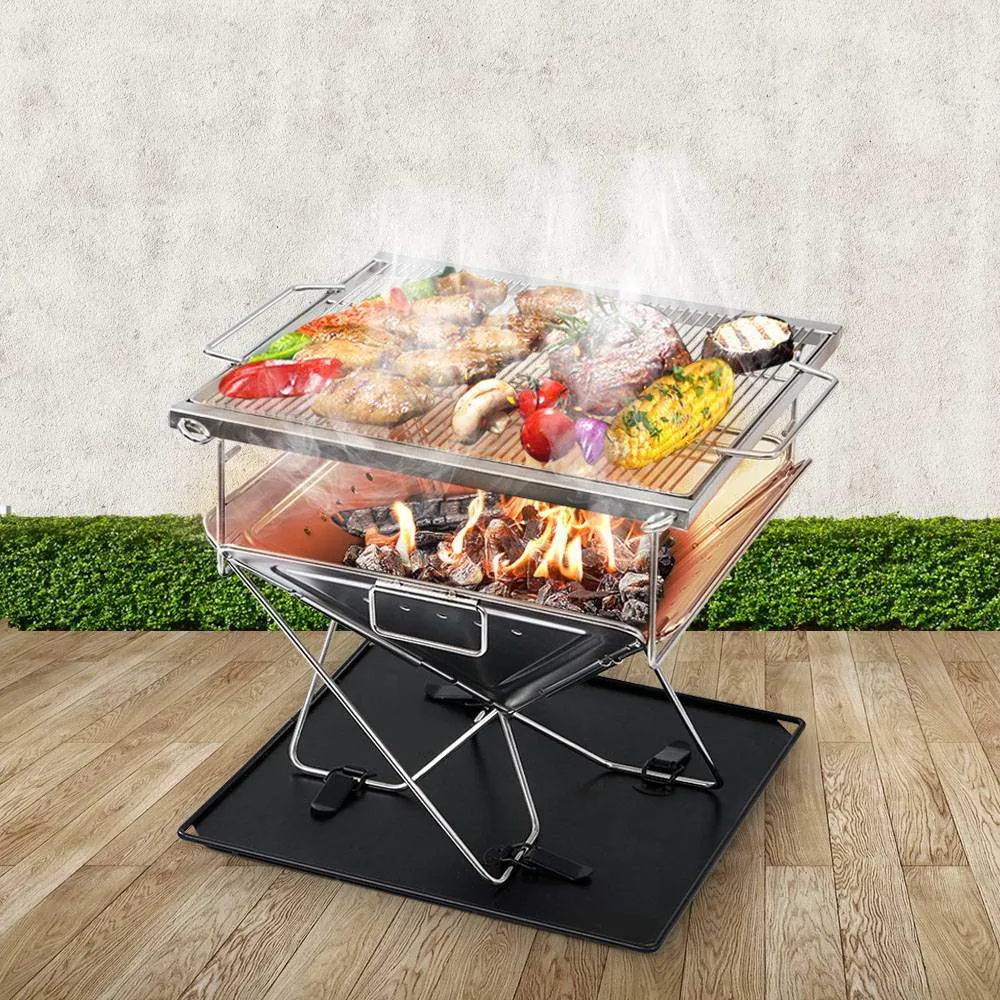 Grillz Fire Pit BBQ Grill with Carry Bag Camping