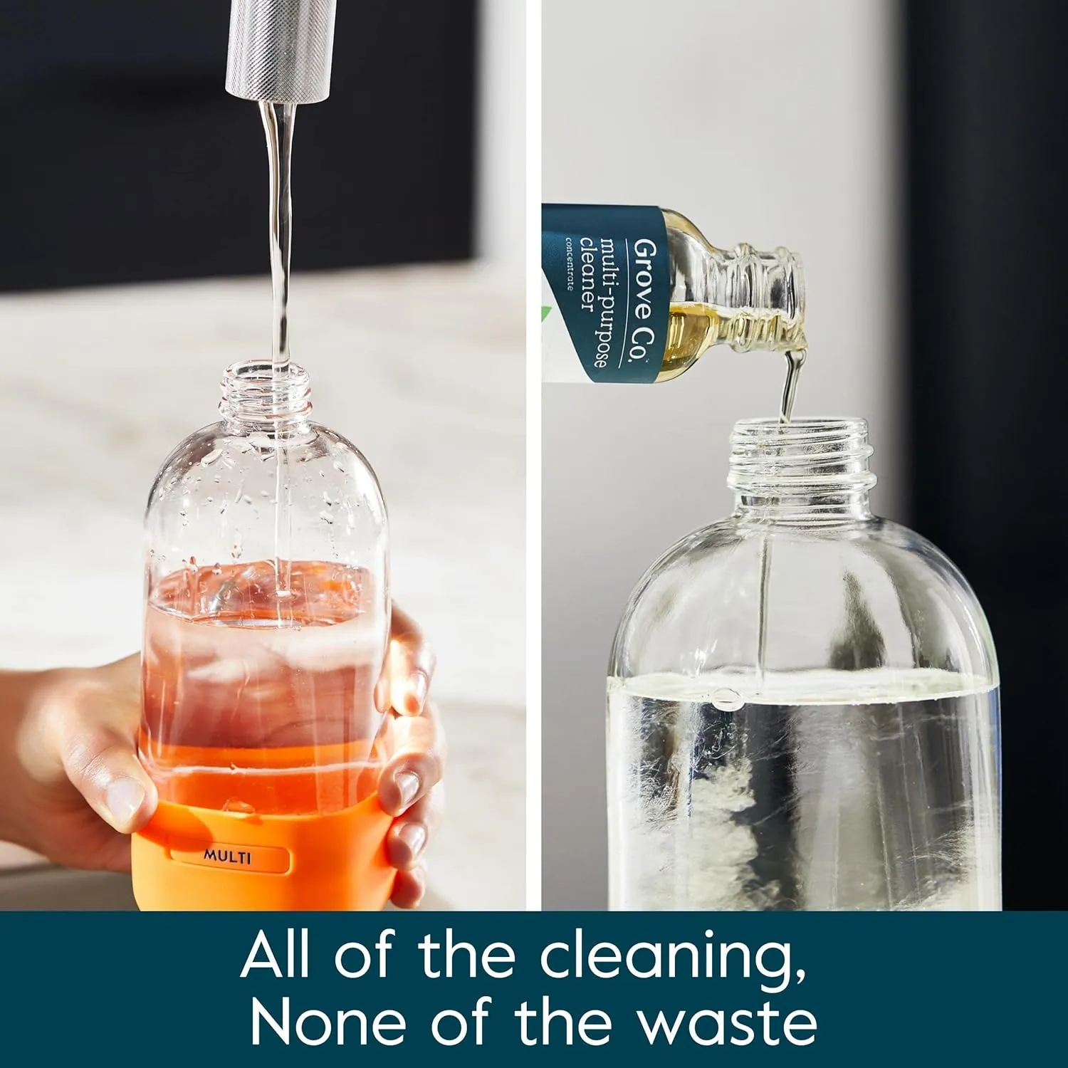 Grove Co. Multi-Purpose Cleaner, Refill Concentrate (6 x 1 Fl Oz) Plant-based Household Cleaning Supplies, Ammonia & Chlorine Free, No Plastic Waste, 3 Scent Variety Pack, Total 3 x 2 Pack Refills